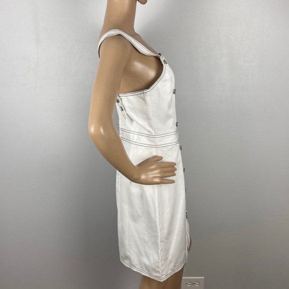 BLDWN WHITE BUTTON FRONT DENIM MINI DRESS - Picture 7 of 13